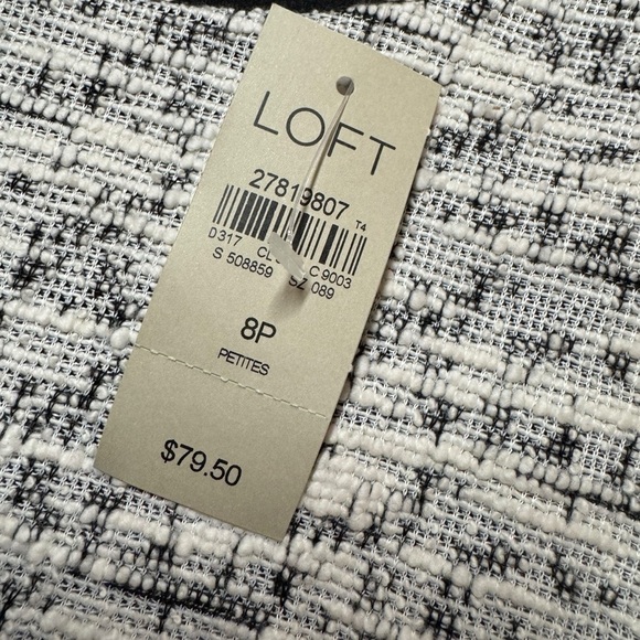 NWT Loft Boucle Tweed Ivory black sleeveless dress women’s 8 P career dressy - Picture 7 of 15